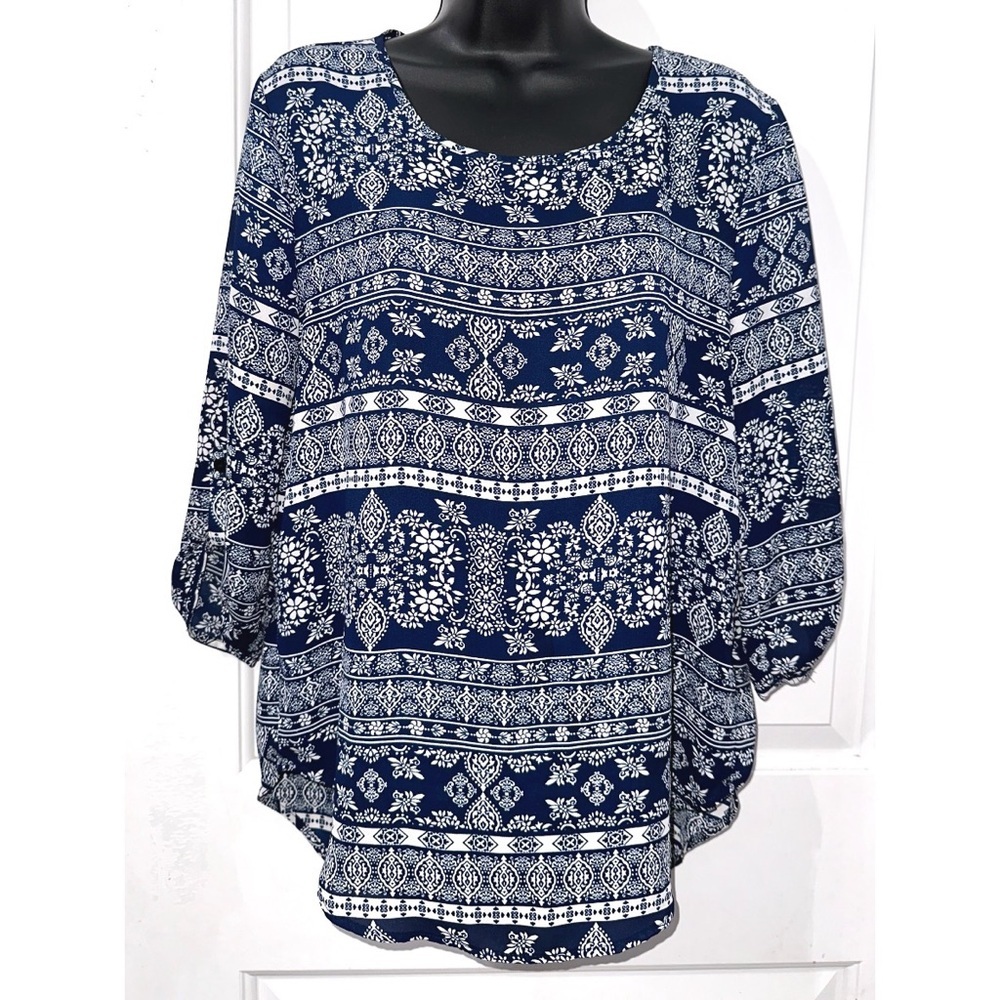 Pink Republic blue and white blouse